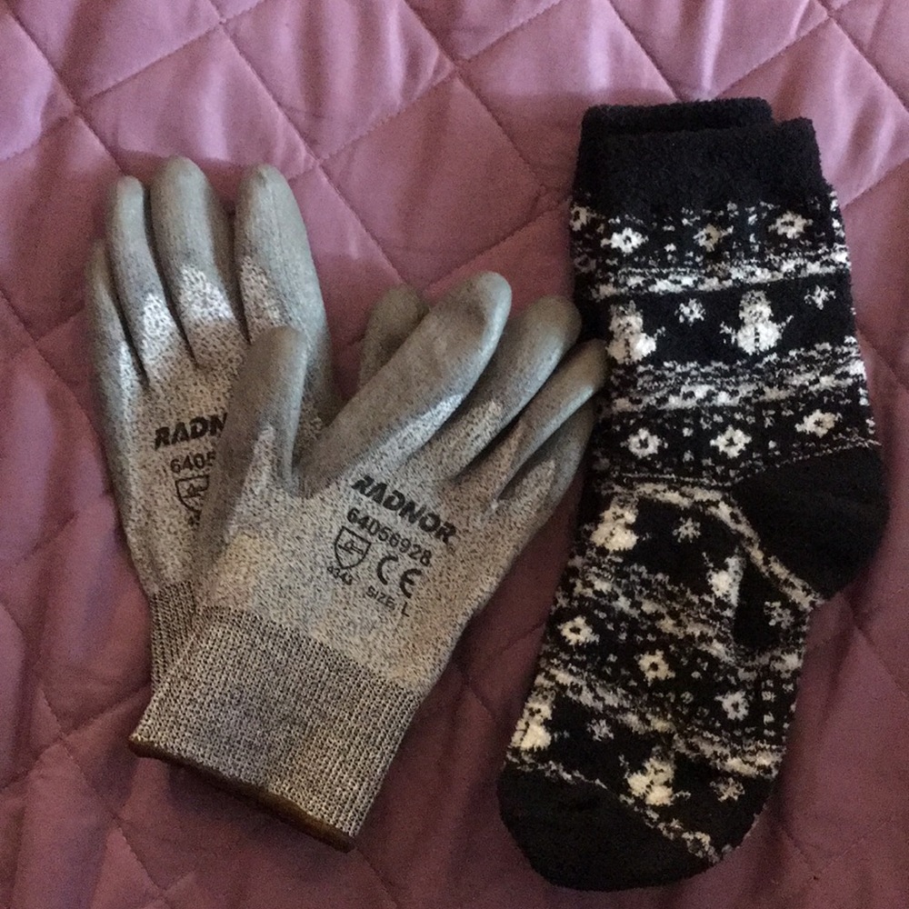 Socks and work gloves